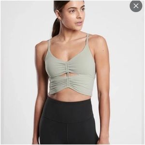 ATHLETA CINCH LONGLINE BRA TANK GREEN
